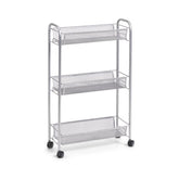 Hectarul - Raft cu roti argintiu din plasa metalica, 44 x 17 x 70,5 cm, Mesh 3 layers trolley Zeller